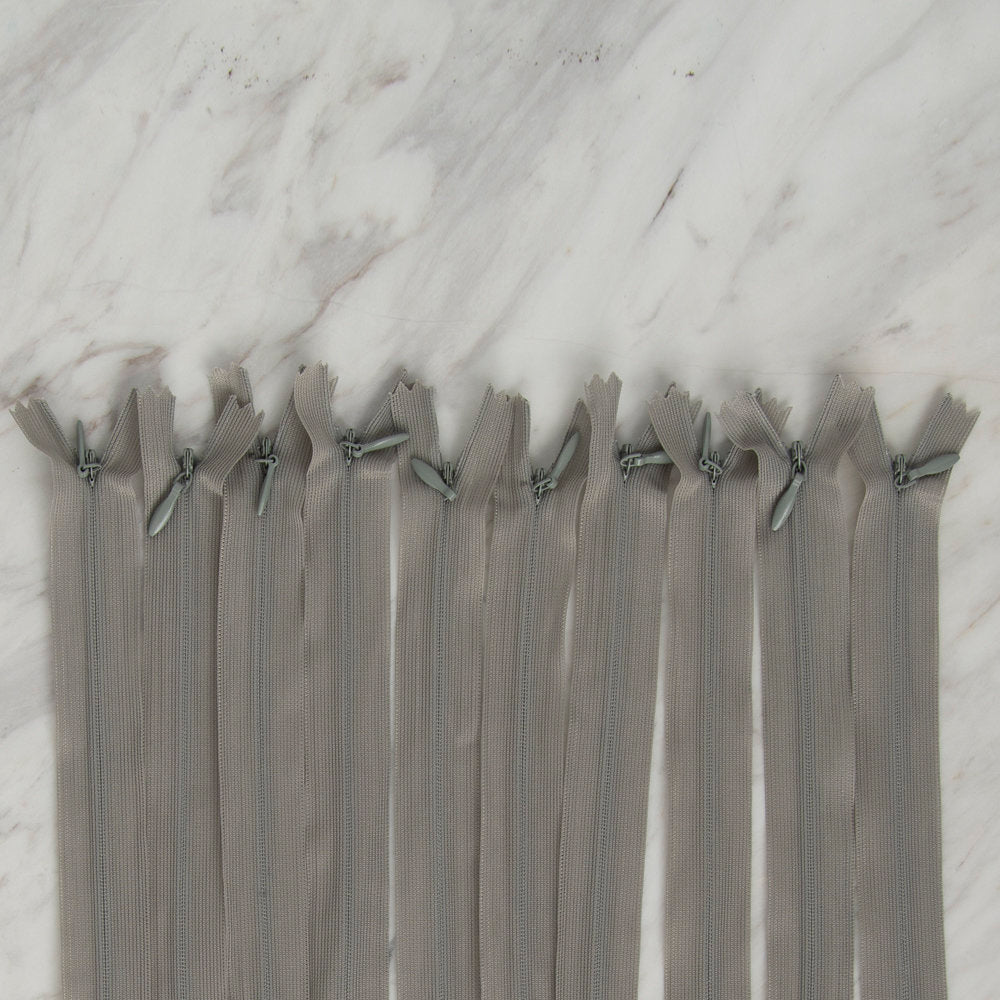 Loren 10 adet 80 Cm Açık Gri Gizli Dipli Naylon Fermuar